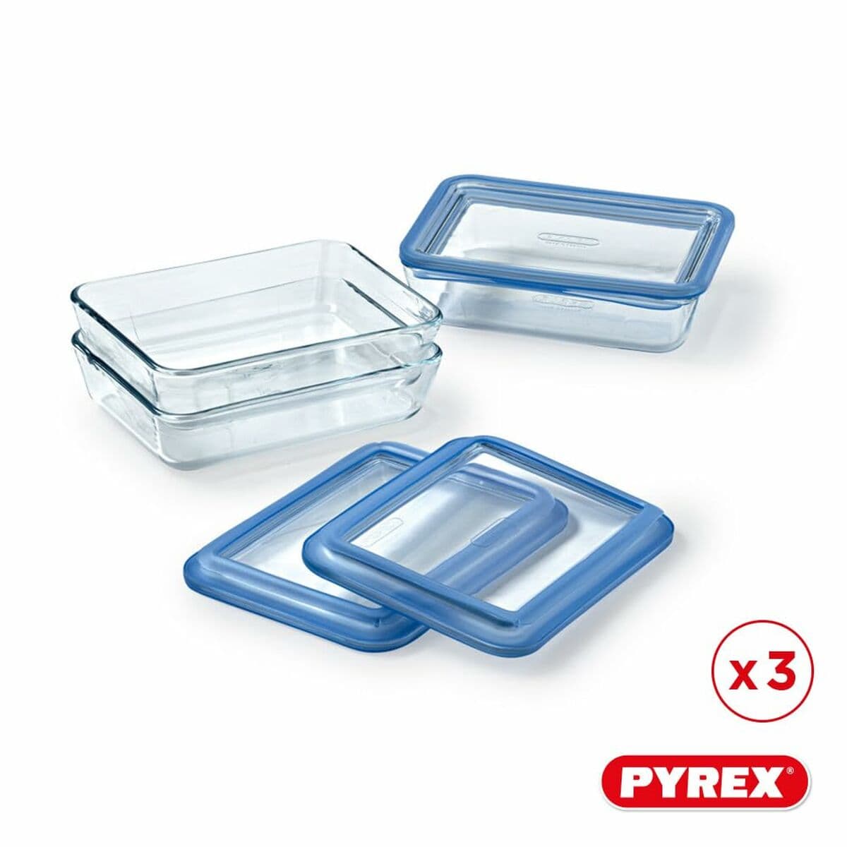 Lunchlådor, set Pyrex Blå Transparent 800 ml 3 Delar - Image 8