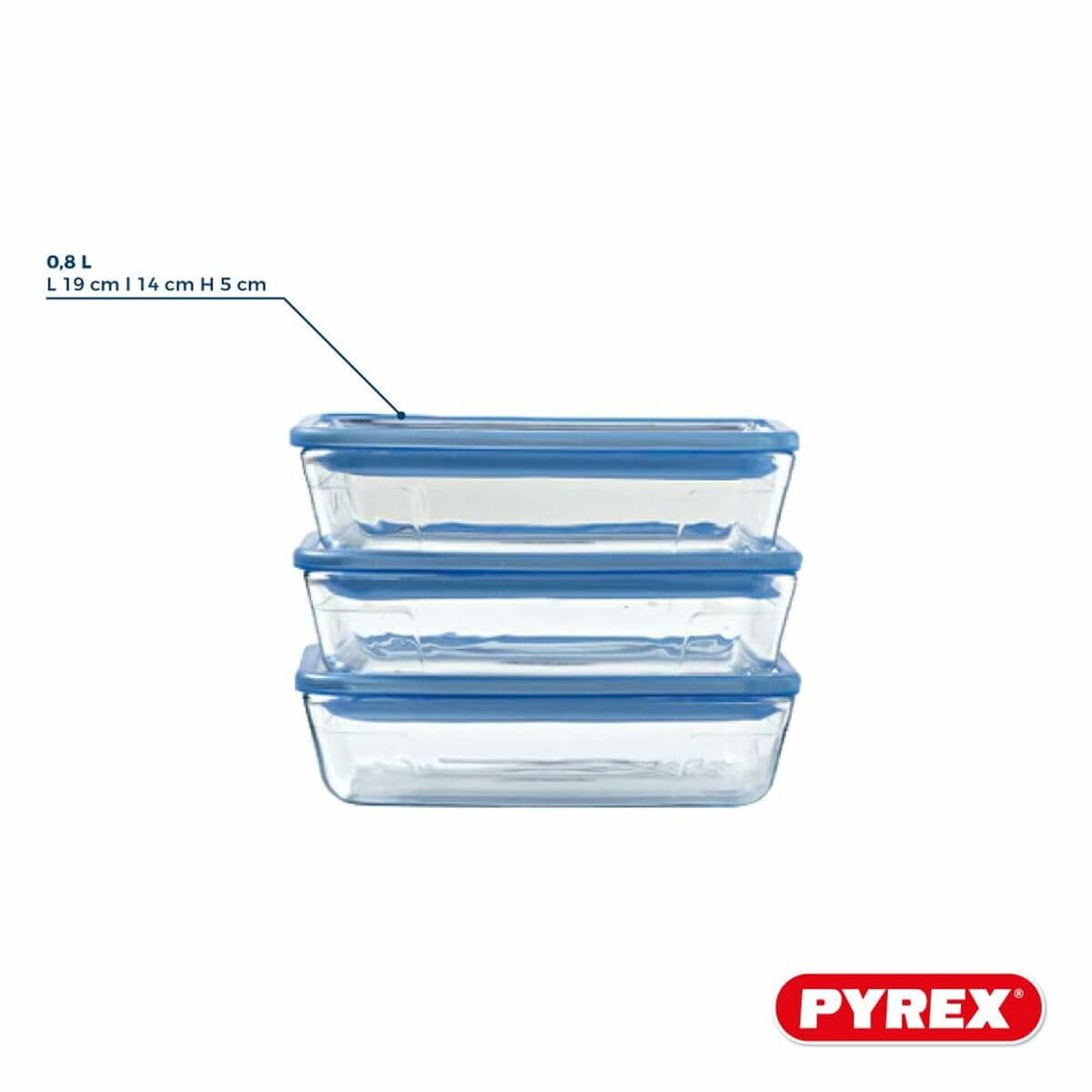 Lunchlådor, set Pyrex Blå Transparent 800 ml 3 Delar - Image 10