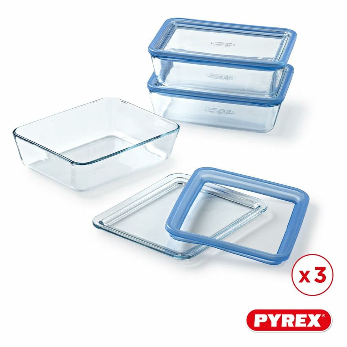 Lunchbox-Set Pyrex Blau Durchsichtig 2,6 L 3 Stücke - Image 8