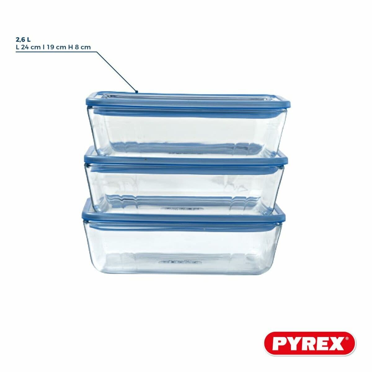 Lunchbox-Set Pyrex Blau Durchsichtig 2,6 L 3 Stücke - Image 10
