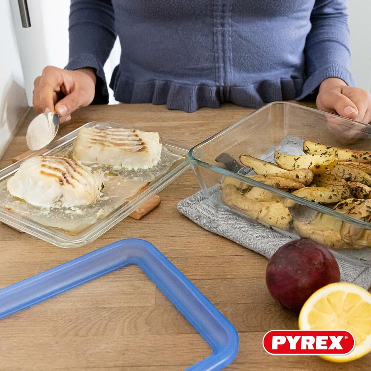 Lunchbox-Set Pyrex Blau Durchsichtig 2,6 L 3 Stücke - Image 14