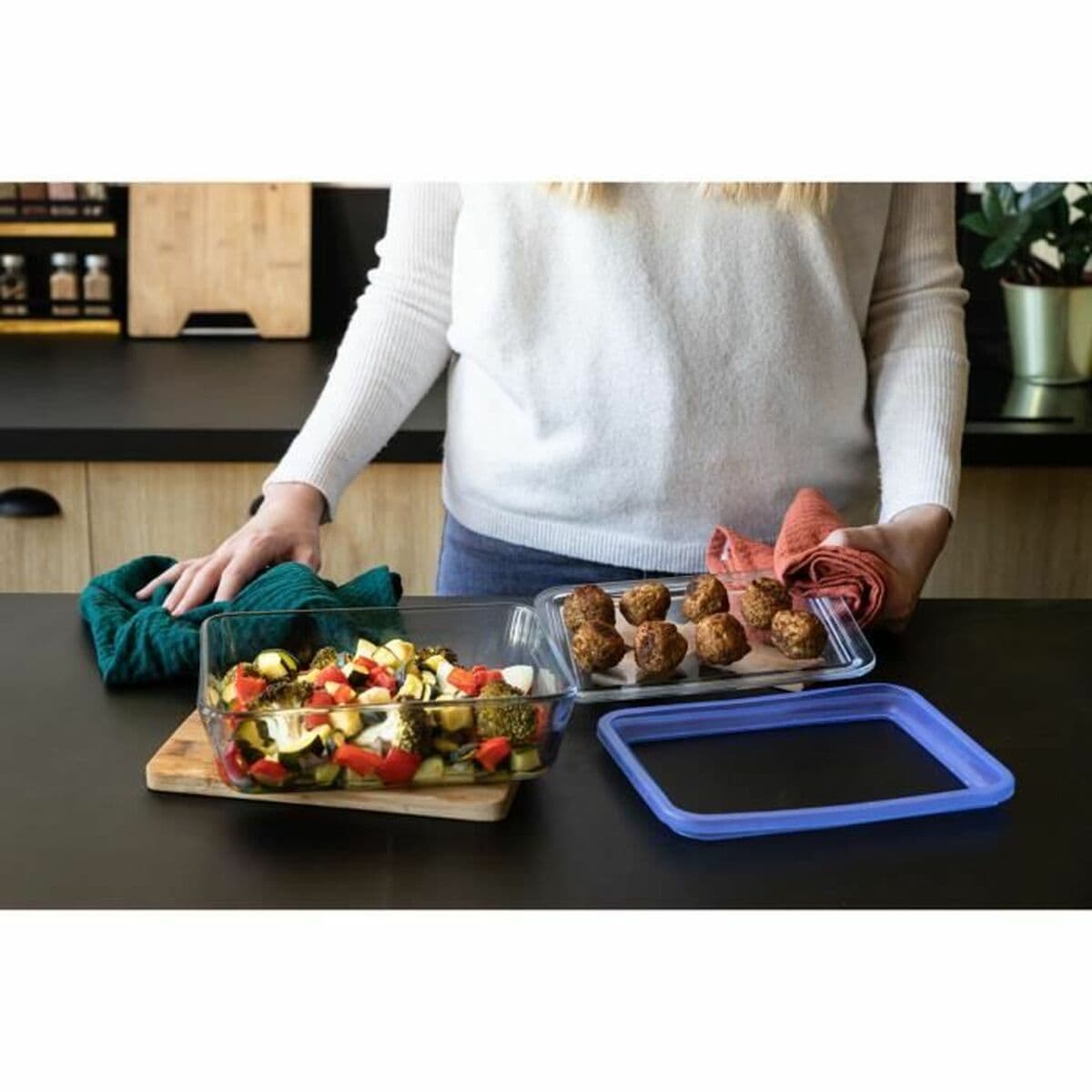 Lunchbox-Set Pyrex Blau Durchsichtig 2,6 L 3 Stücke - Image 6