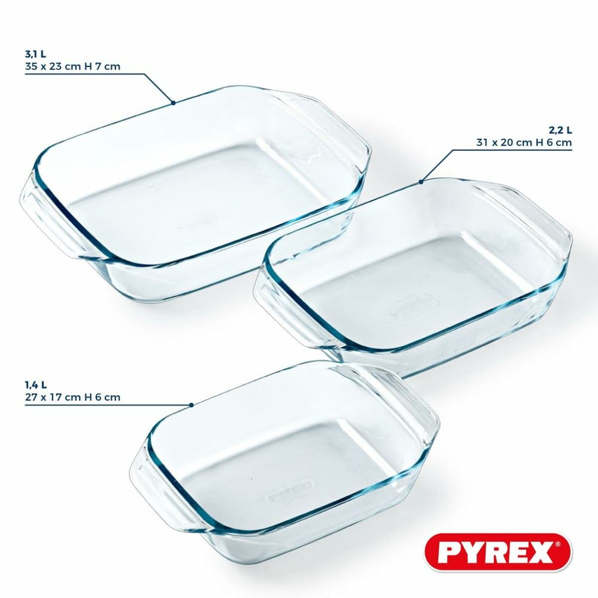 Set of Oven Dishes Pyrex Transparent 3 Pieces - Image 5