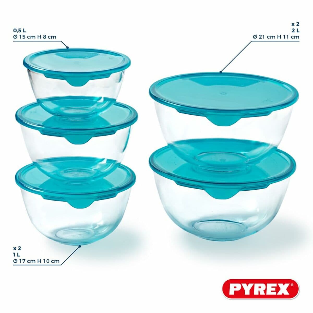 Lunchbox-Set Pyrex Durchsichtig türkis 5 Stücke - Image 7