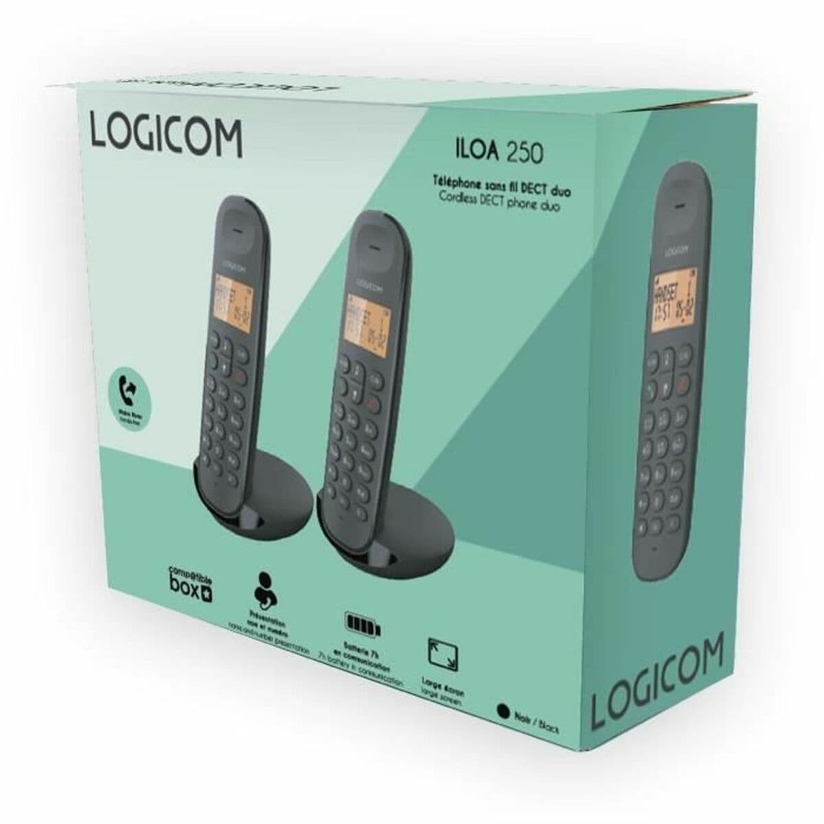 Festnetztelefon Logicom DECT ILOA 250 DUO Schwarz - Image 4