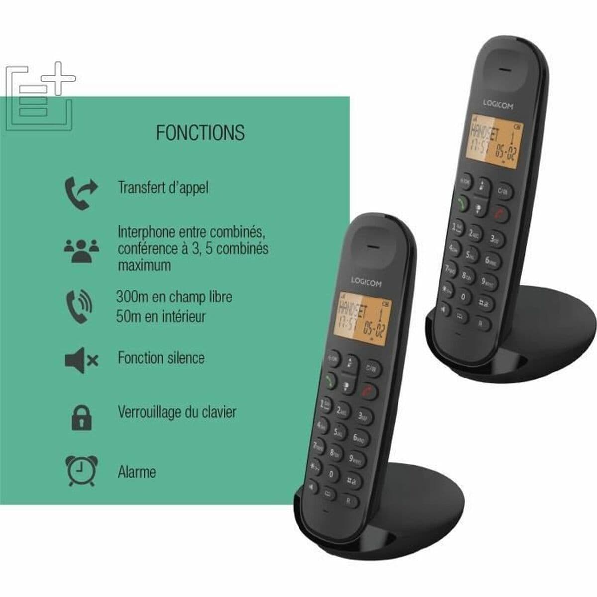 Festnetztelefon Logicom DECT ILOA 250 DUO Schwarz - Image 5