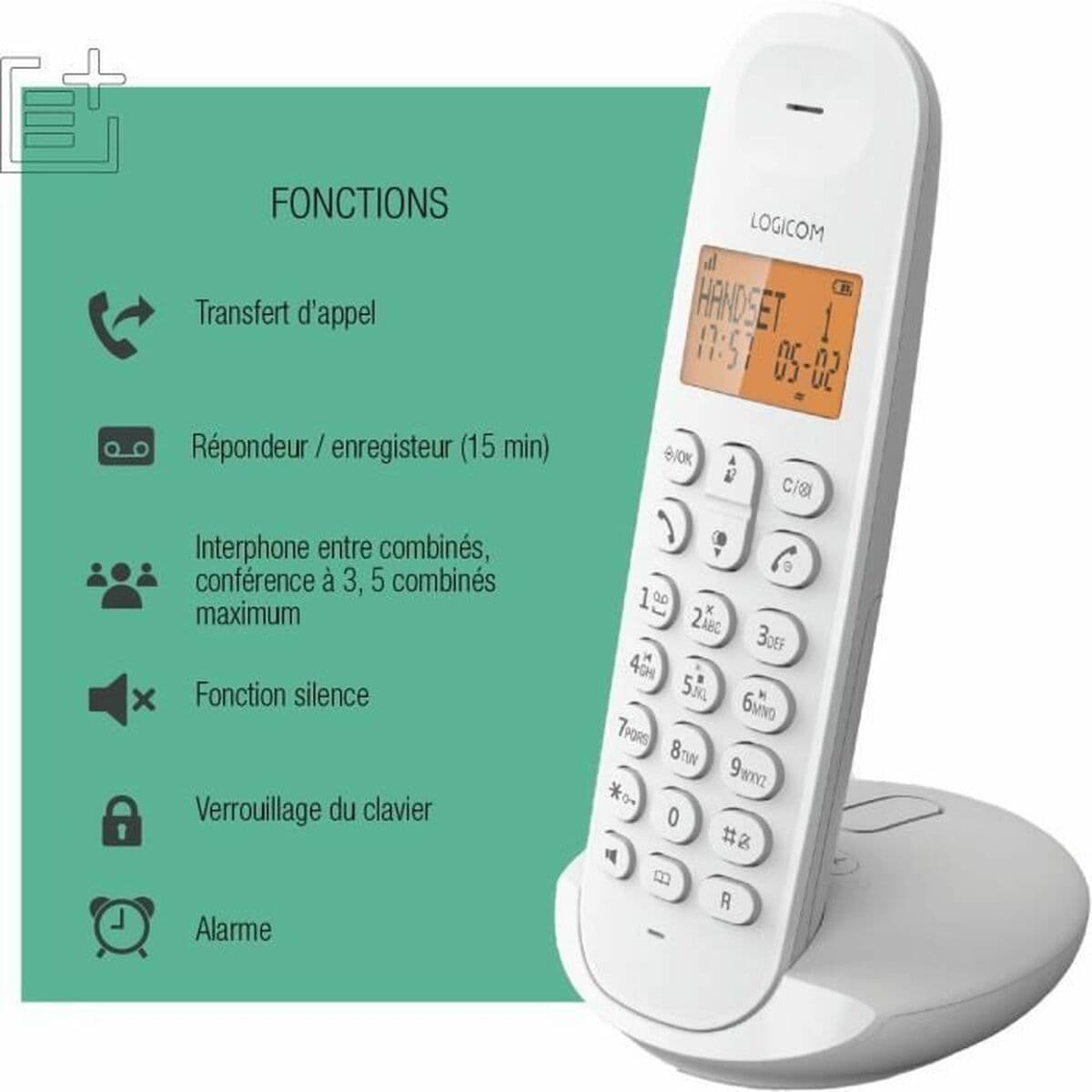 Kabelloses Telefon Logicom DECT ILOA 155T SOLO Weiß - Image 6