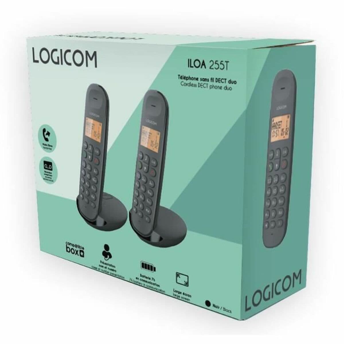 Festnetztelefon Logicom DECT ILOA 255T DUO Schwarz - Image 5