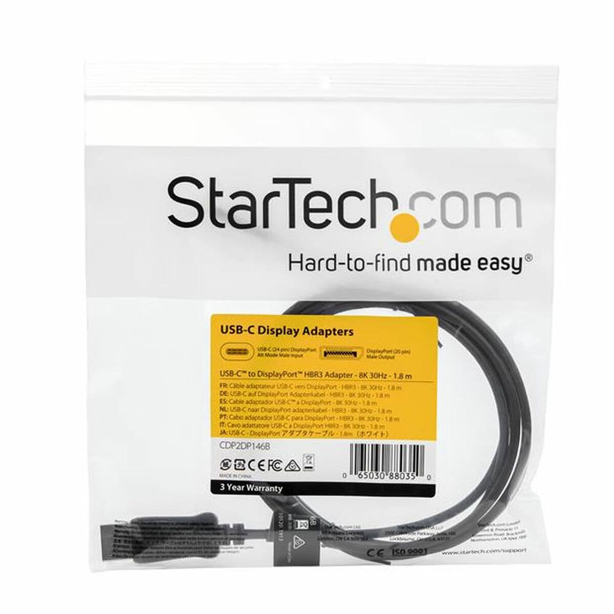 USB C till DisplayPort Adapter Startech CDP2DP146B 1,8 m Svart - Image 5