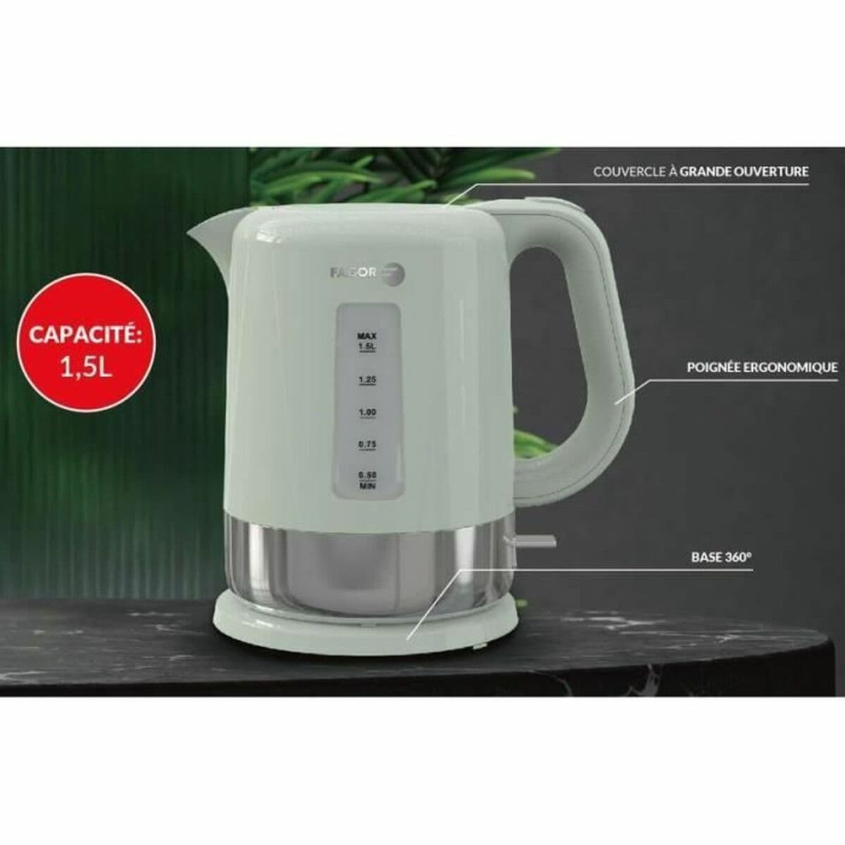 Vattenkokare Fagor 1850-2200 W 1,5 L - Image 3