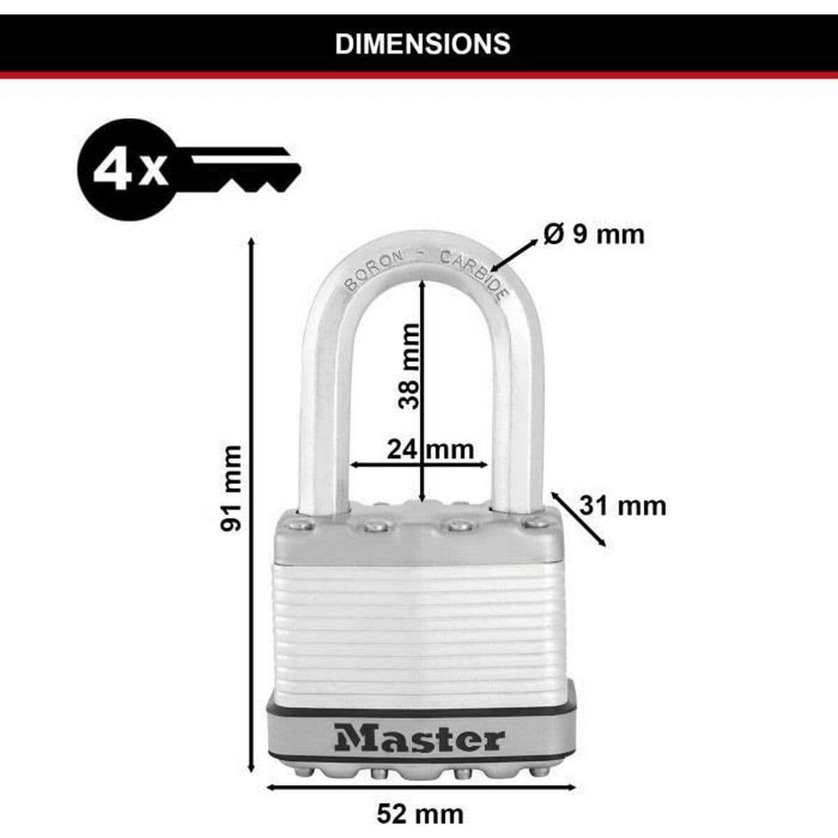 Candado de llave Master Lock (3 Unidades) - Image 5