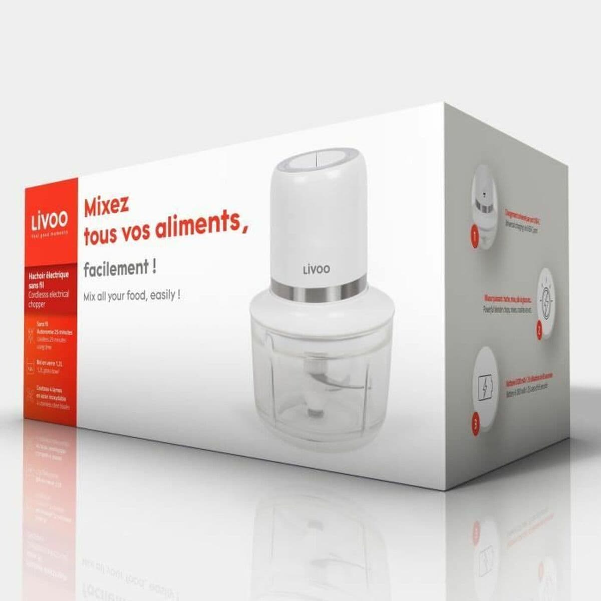 Młynek do Mięsa Livoo Chopper Biały Stal 200 W 1,2 L - Image 4