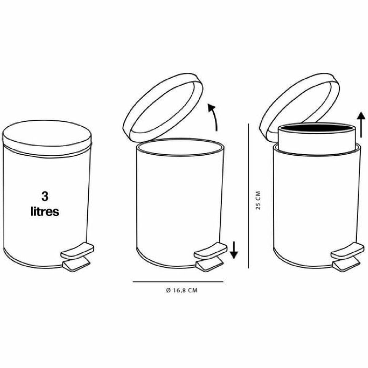 Cestino a pedale TODAY UTILITY Bianco 3 L 17 x 25 cm - Image 4