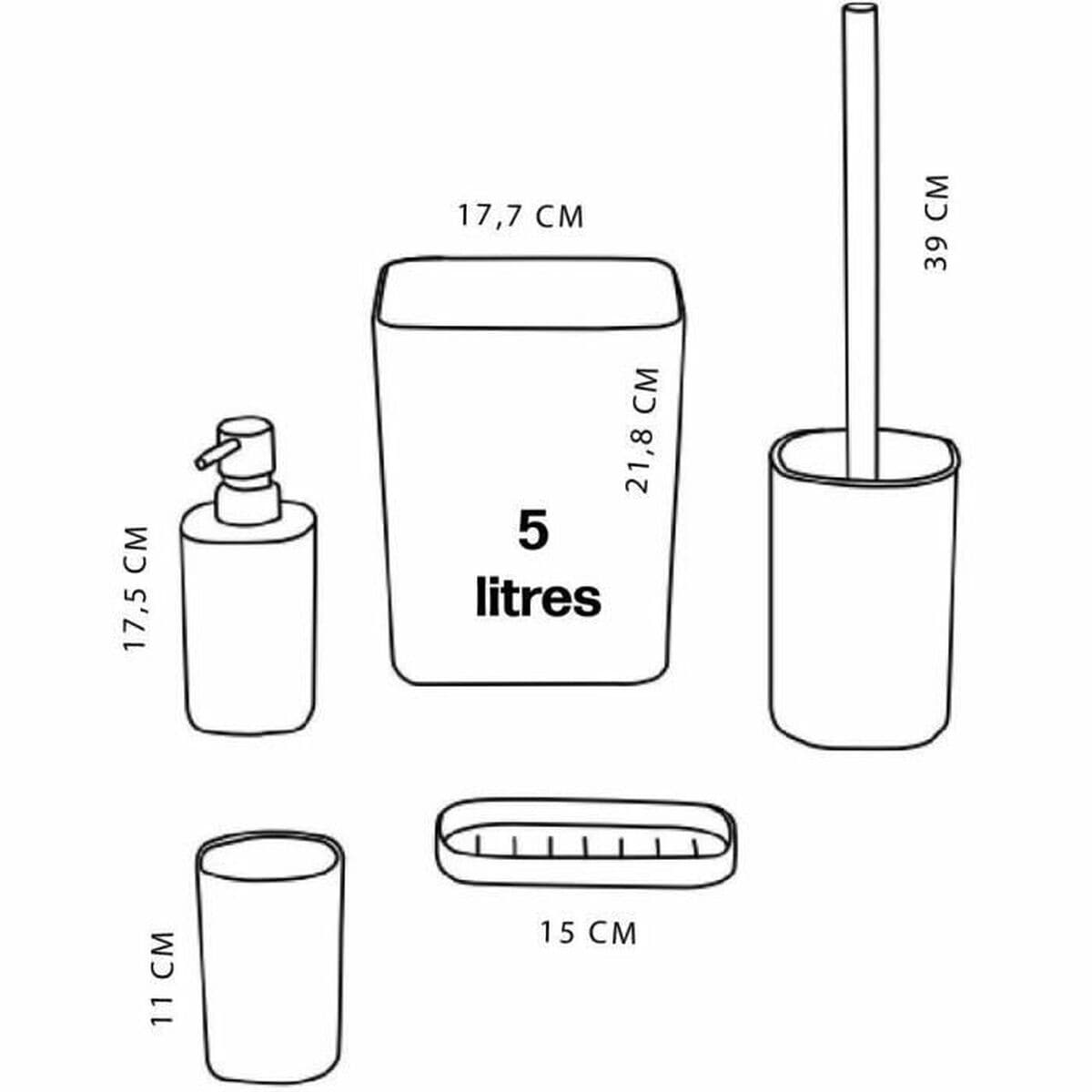 Set de Baie TODAY HOY Alb Plastic Modern (5 Unități) - Image 4