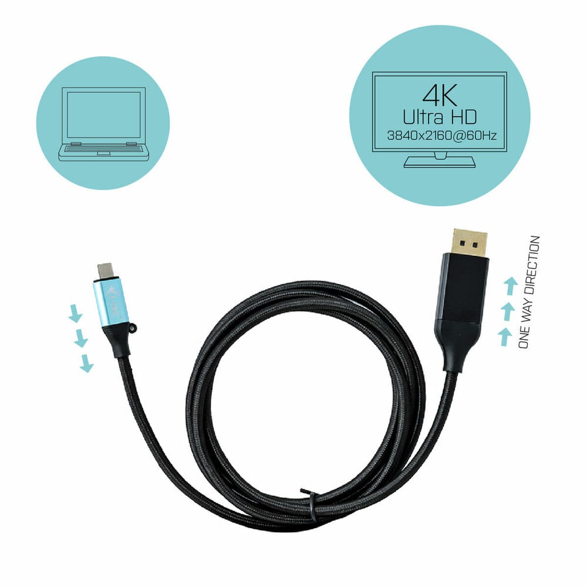 Adaptateur USB C vers DisplayPort i-Tec C31CBLDP60HZ2M 4K Ultra HD Noir - Image 4