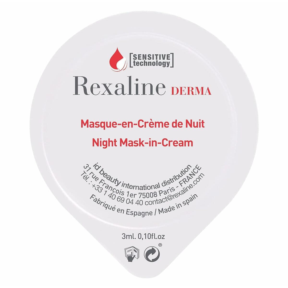 Drėkinanti kaukė nakčiai Rexaline Derma 3 ml 75 ml 3 ml x 6 Jautri oda - Image 3