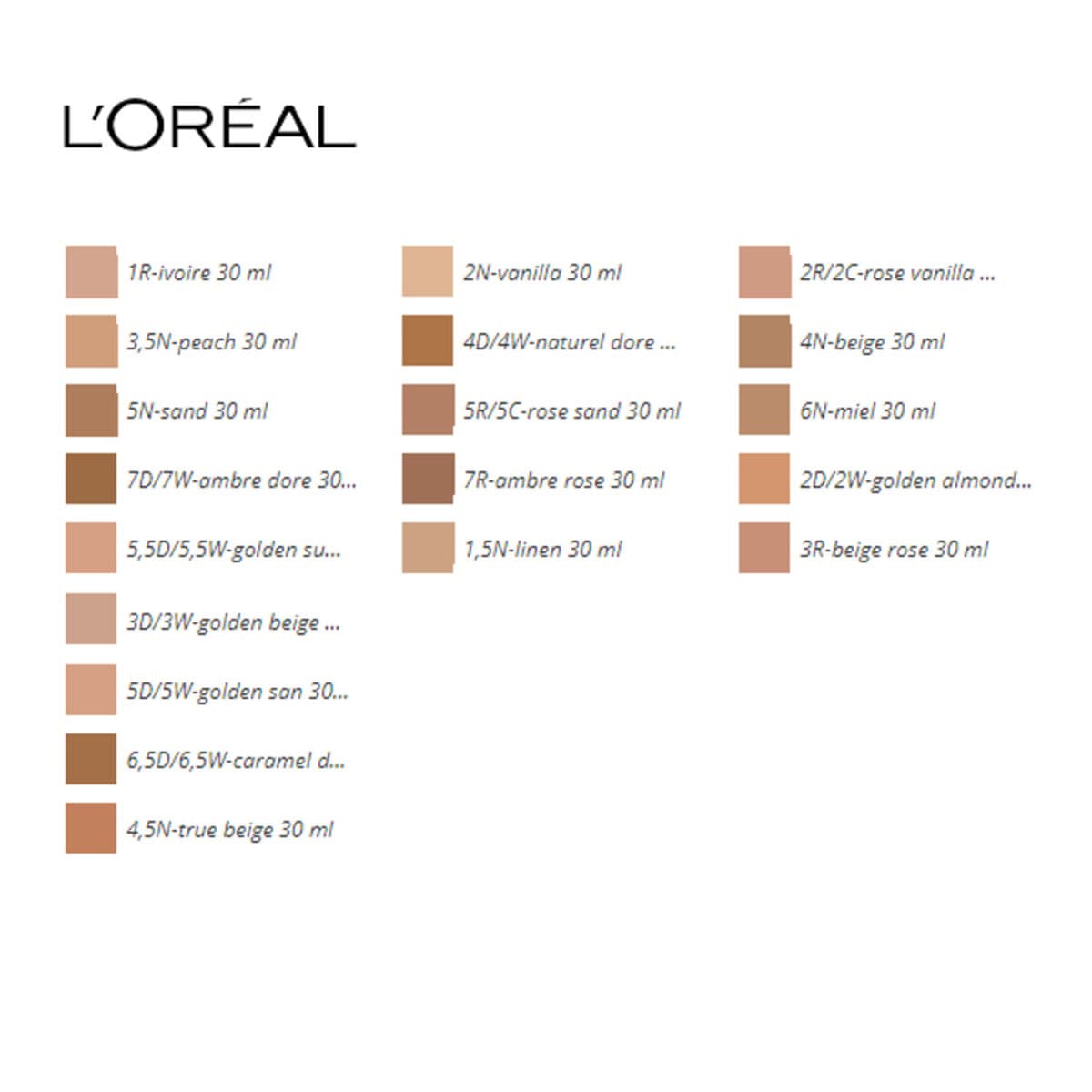 Liquid Make Up Base Accord Parfait L'Oreal Make Up (30 ml) (30 ml) - Image 18