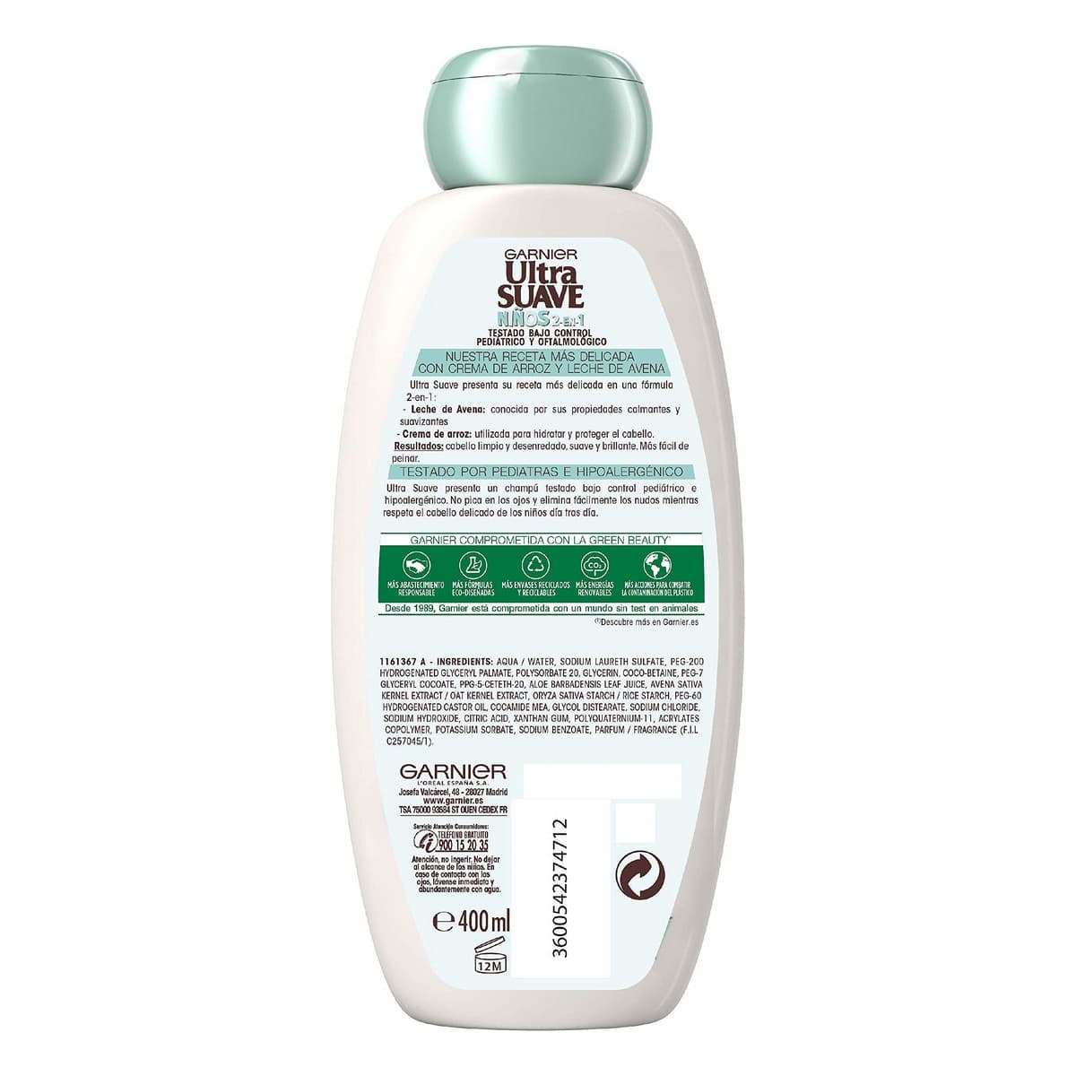 Champú para Niños Garnier Ultra Suave 400 ml Avena Champú + Acondicionador - Image 3