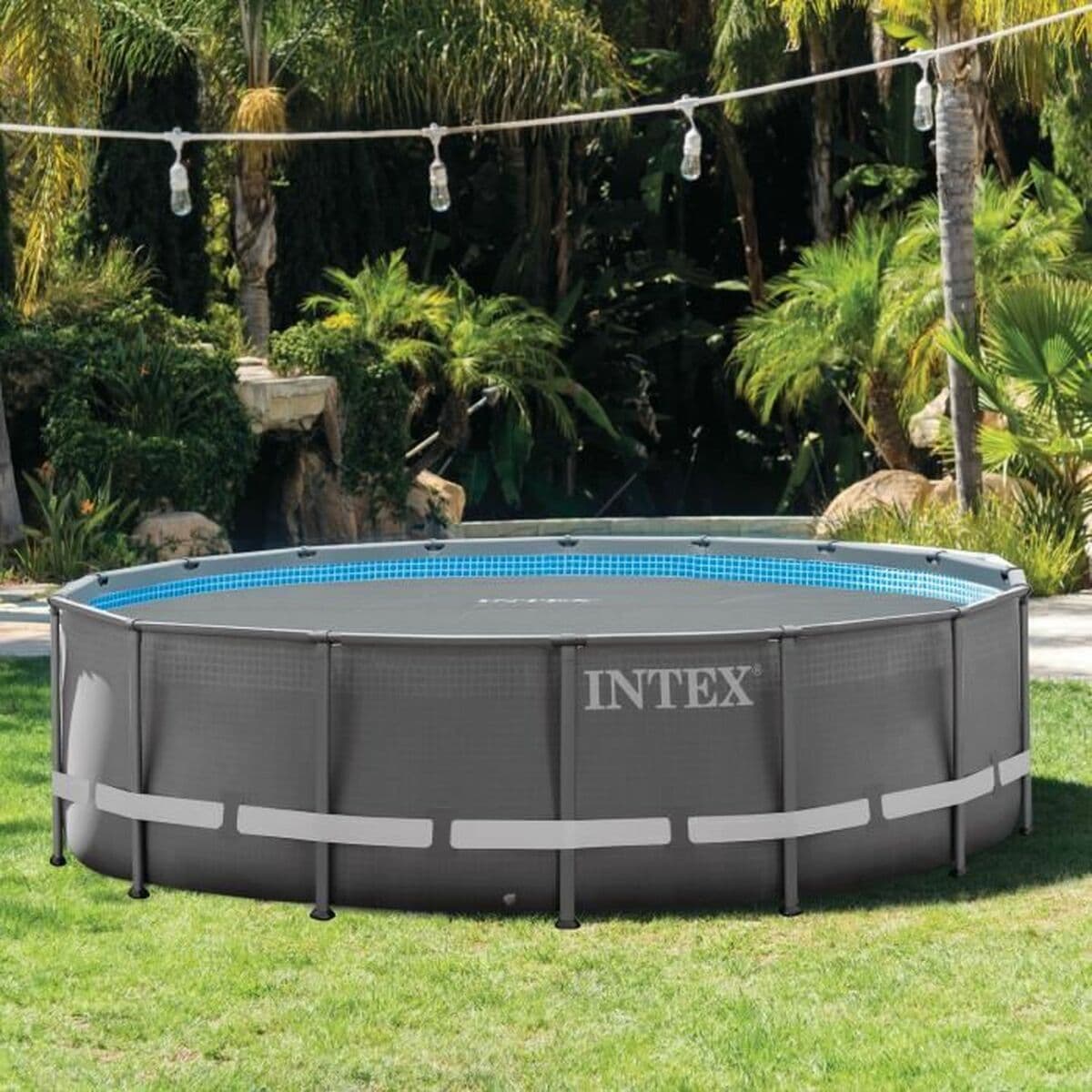 Cubrepiscinas Intex Bubble TIME UTF00142 Gris Redondo - Image 2