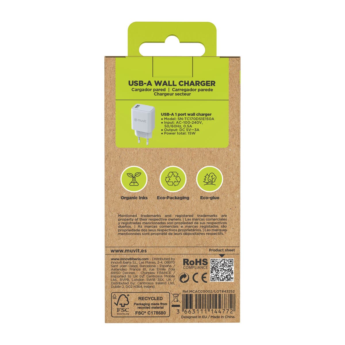 muvit for change cargador de pared USB 3A 15W blanco - Image 6