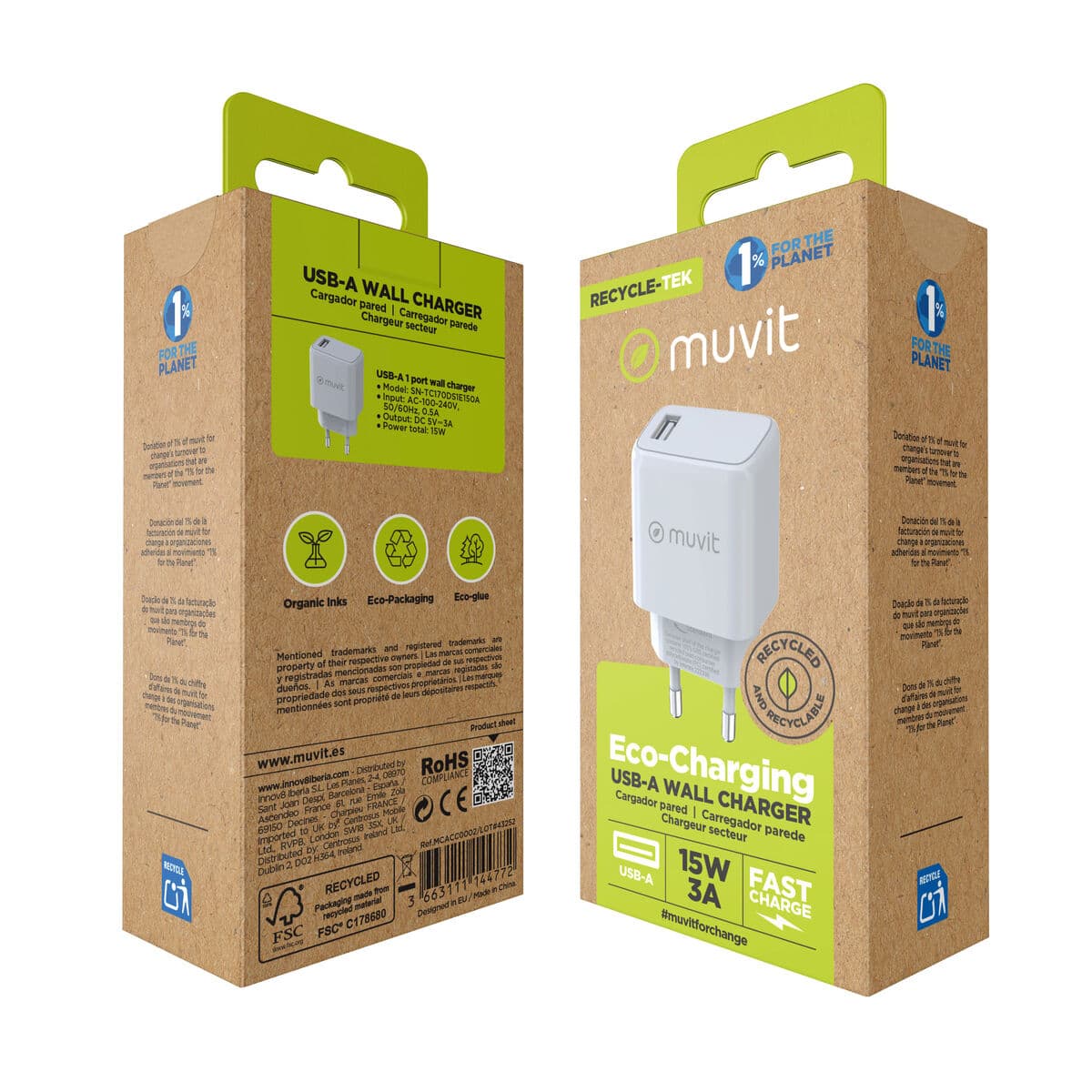 muvit for change cargador de pared USB 3A 15W blanco - Image 8