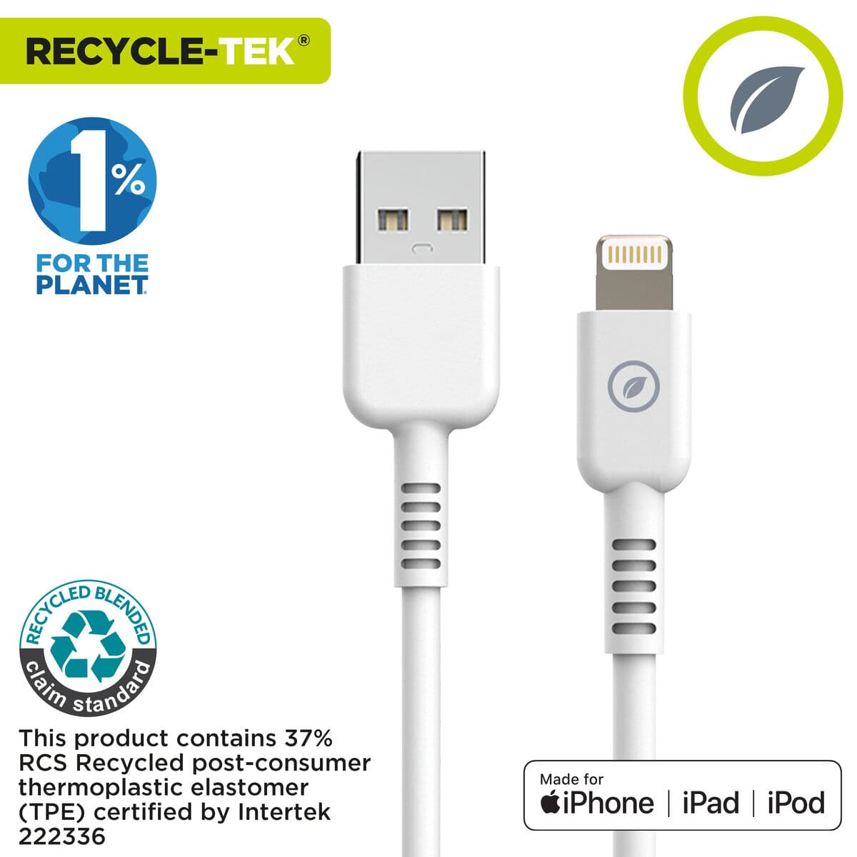 muvit for change cable USB a Lightning MFI 2,4A/12W 1,2m blanco - Image 8