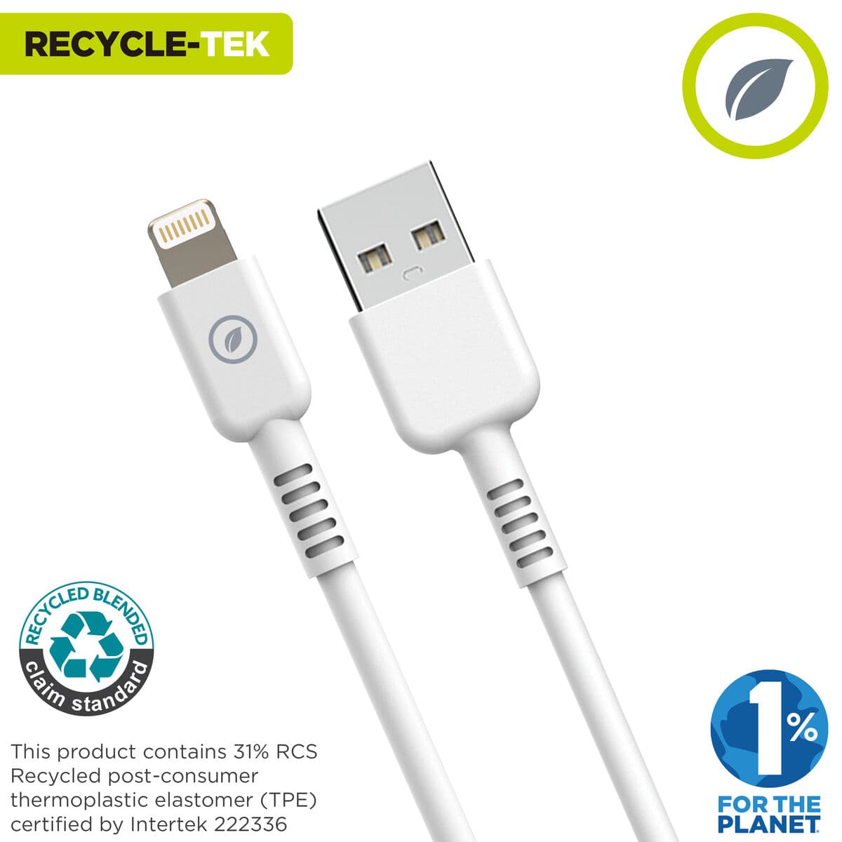 Cabo USB para Lightning Muvit for Change Branco - Image 3