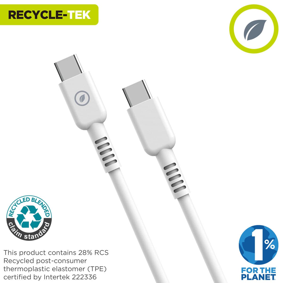 USB-C - USB-C kabelis Muvit for Change Balta 3 m - Image 3