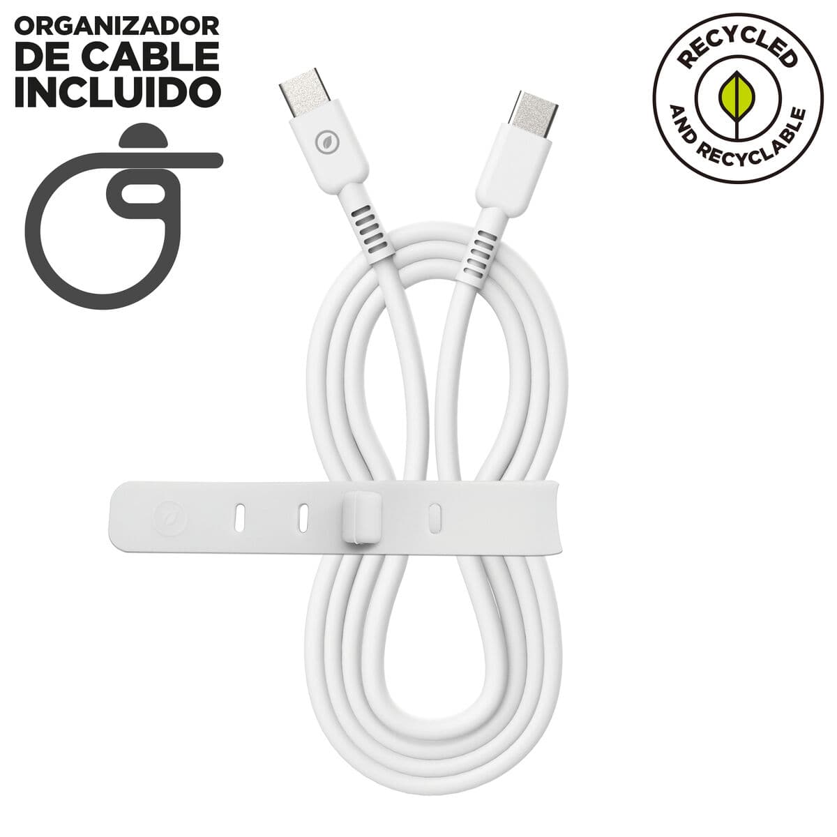 USB-C - USB-C kabelis Muvit for Change Balta 3 m - Image 4