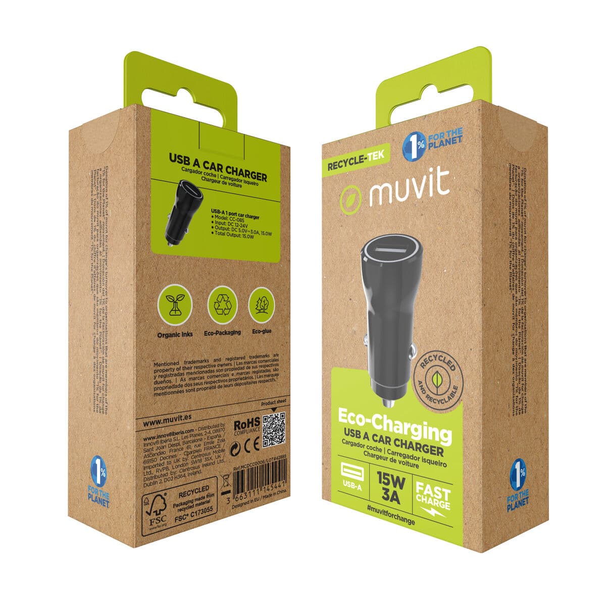 Billaddare Muvit Svart 12 W - Image 8