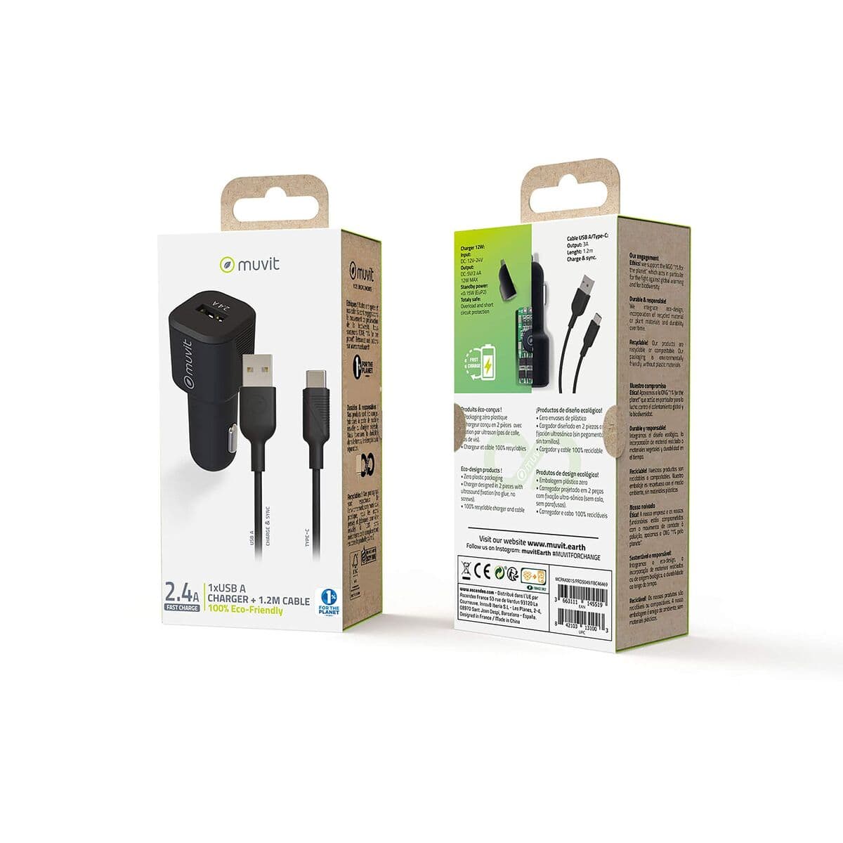 Electric car charger Muvit 1,2 m Black - Image 6