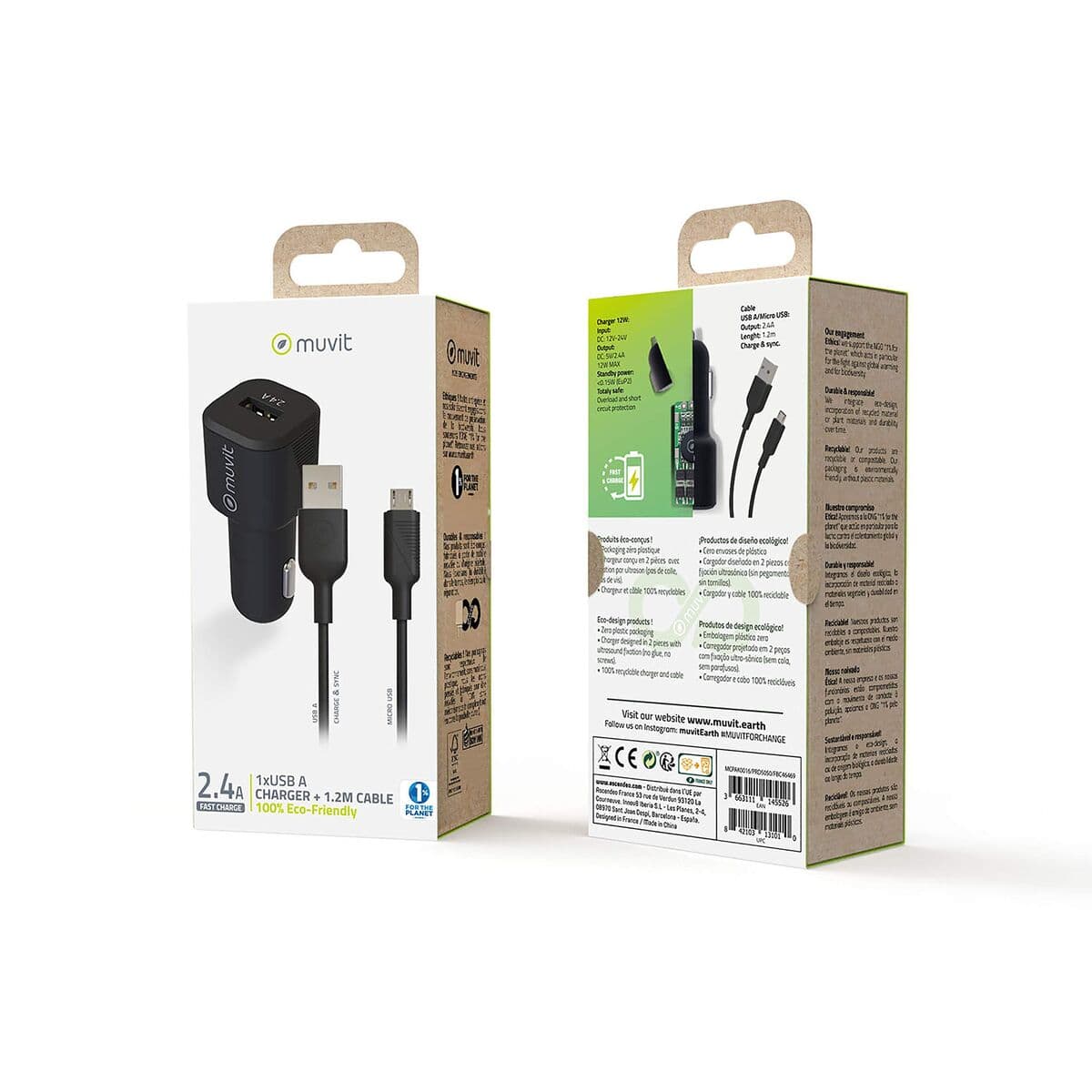 Electric car charger Muvit 1,2 m Black - Image 6