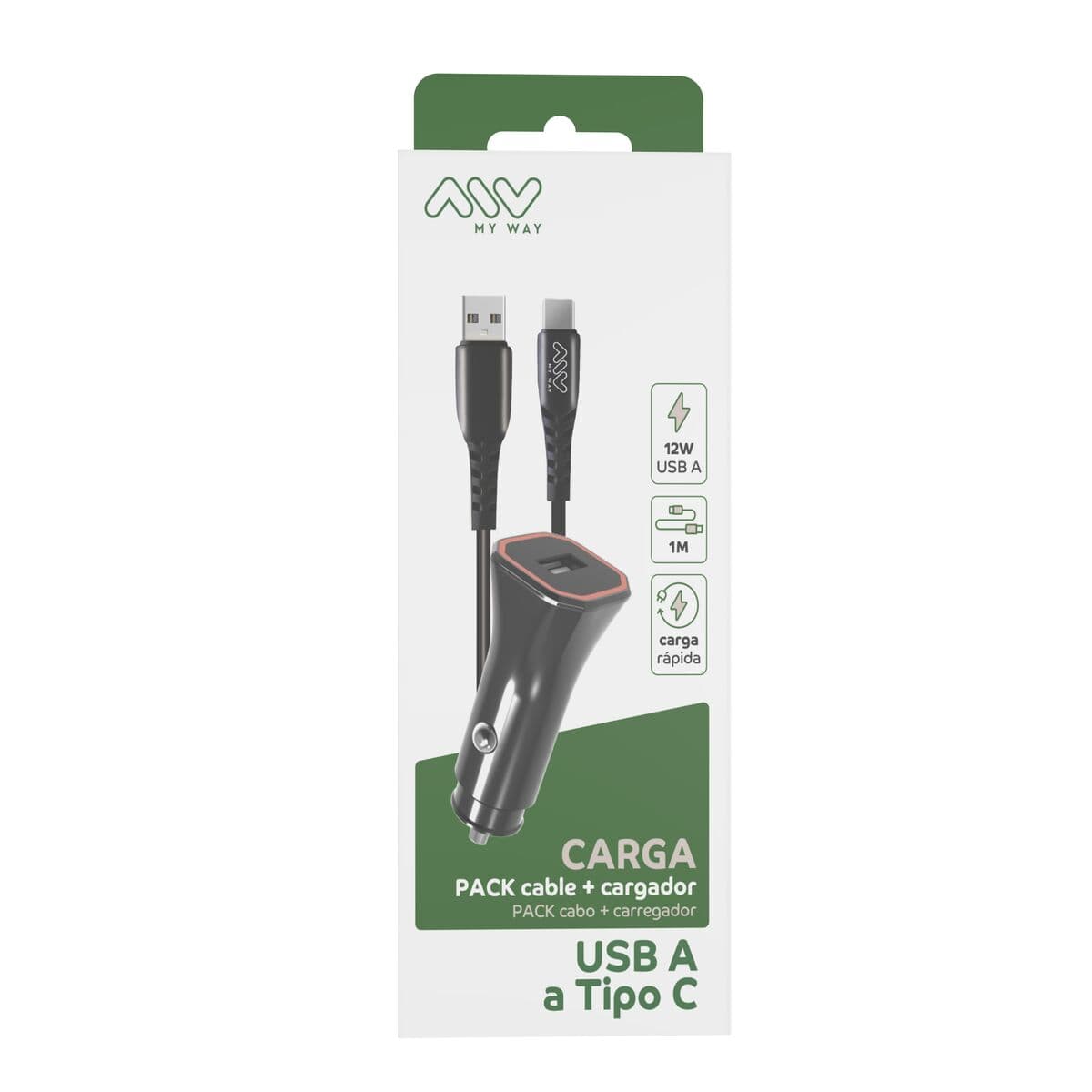 Ladegerät fürs Auto Myway 1,2 m Schwarz - Image 3