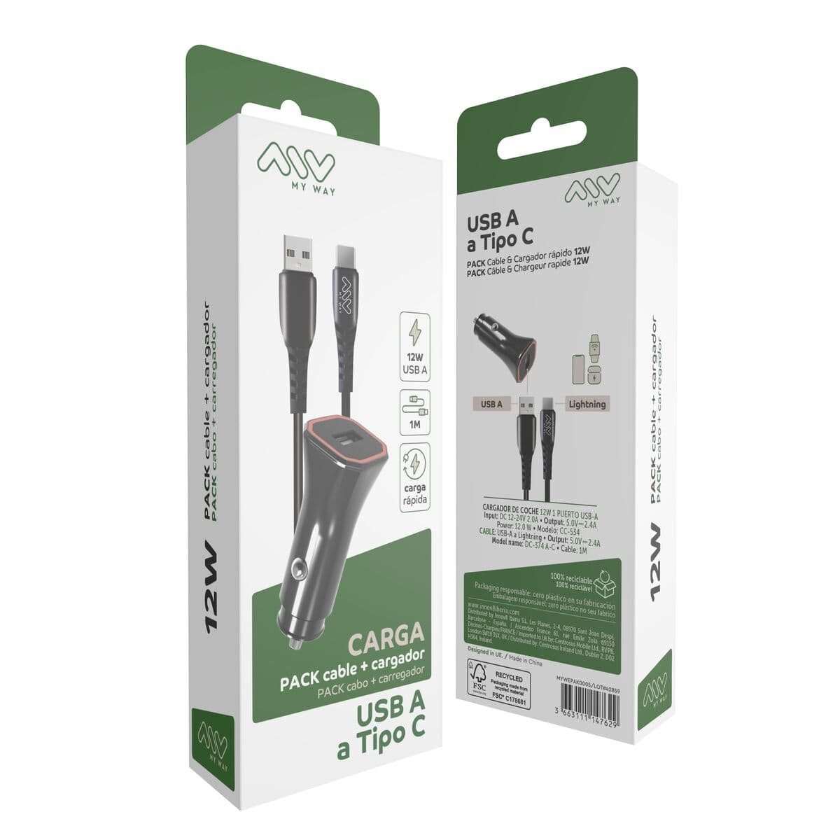 Ladegerät fürs Auto Myway 1,2 m Schwarz - Image 6