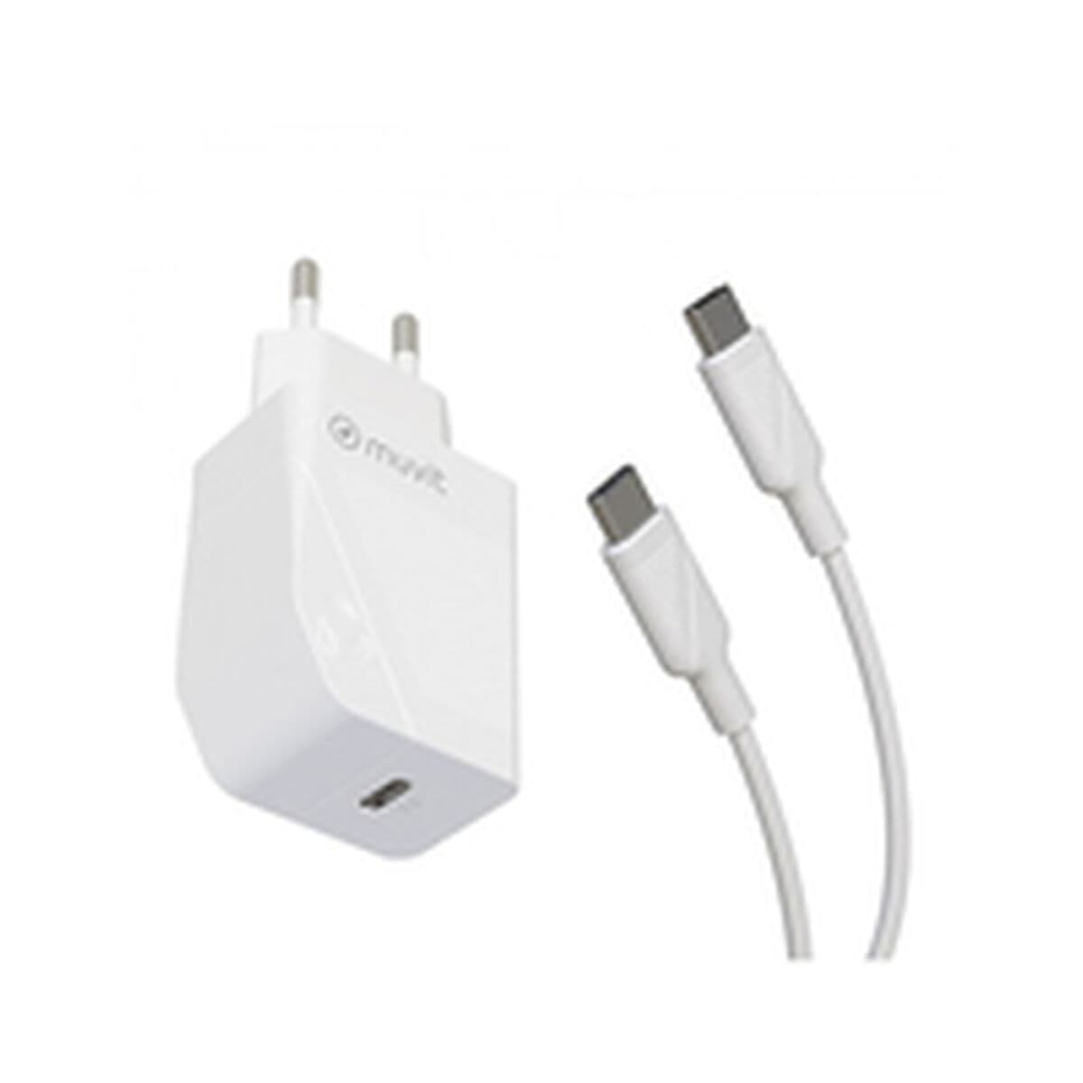 Väggladdare + USB-C kabel Muvit Vit 20 W - Image 4
