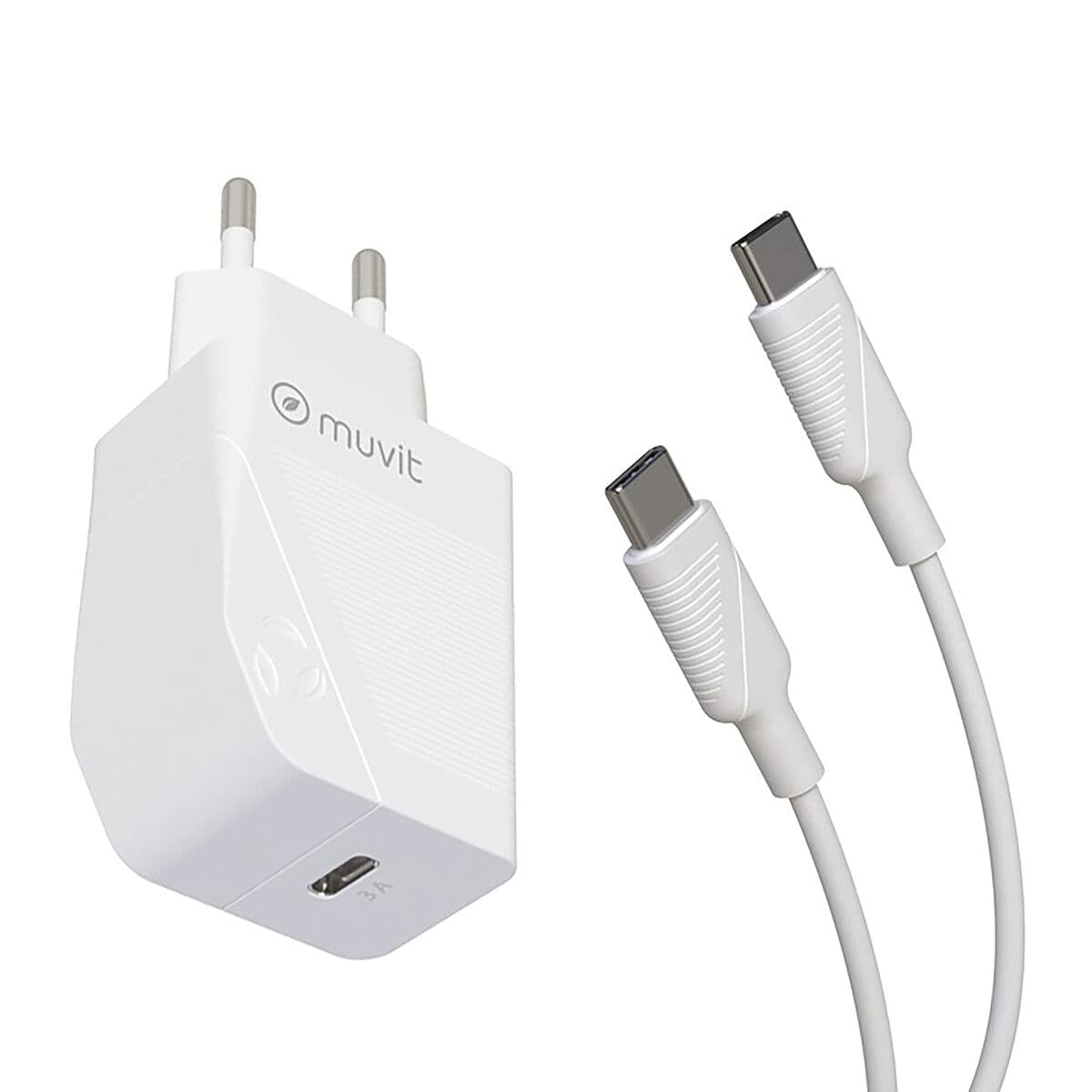 Väggladdare + USB-C kabel Muvit Vit 20 W - Image 2