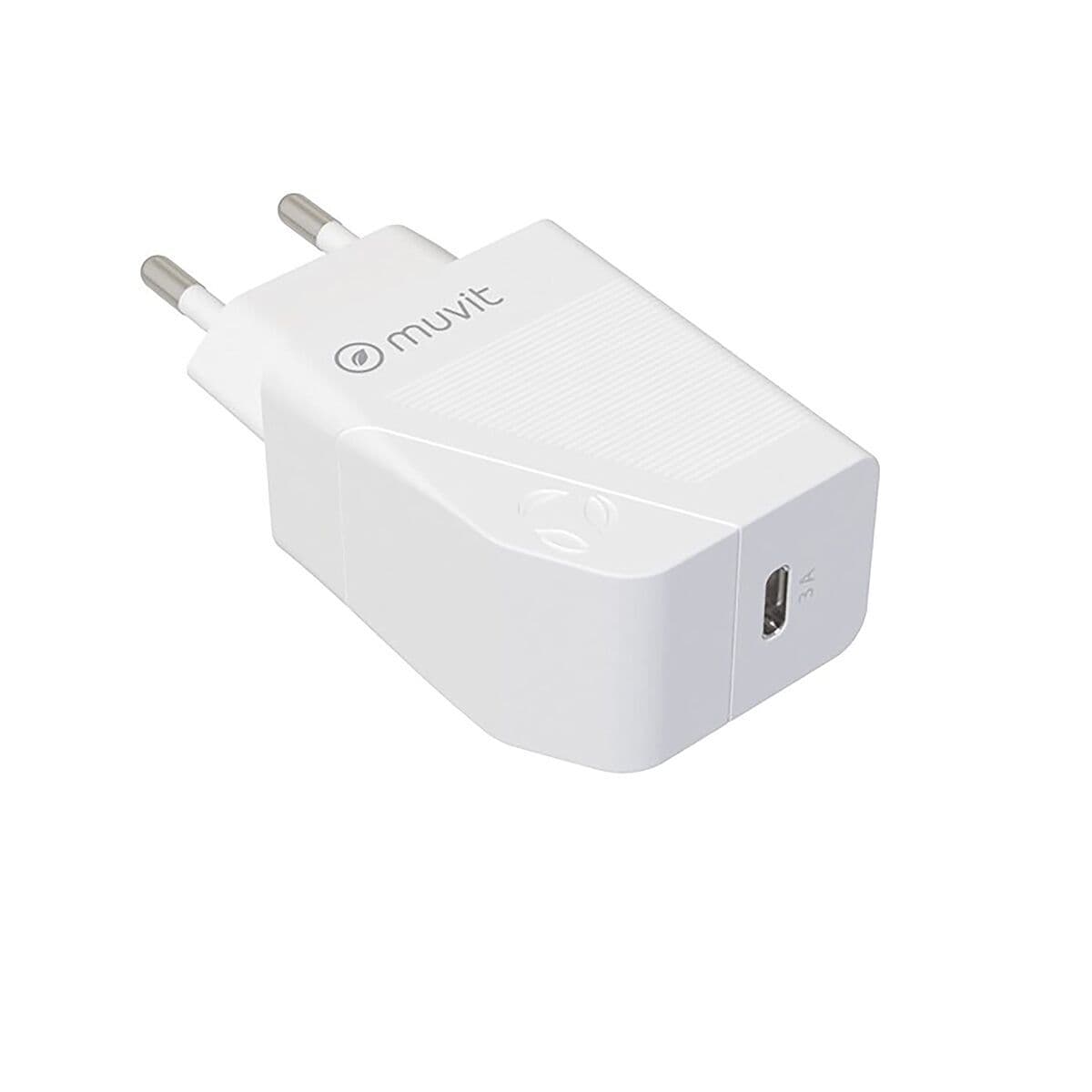 Väggladdare + USB-C kabel Muvit Vit 20 W - Image 7