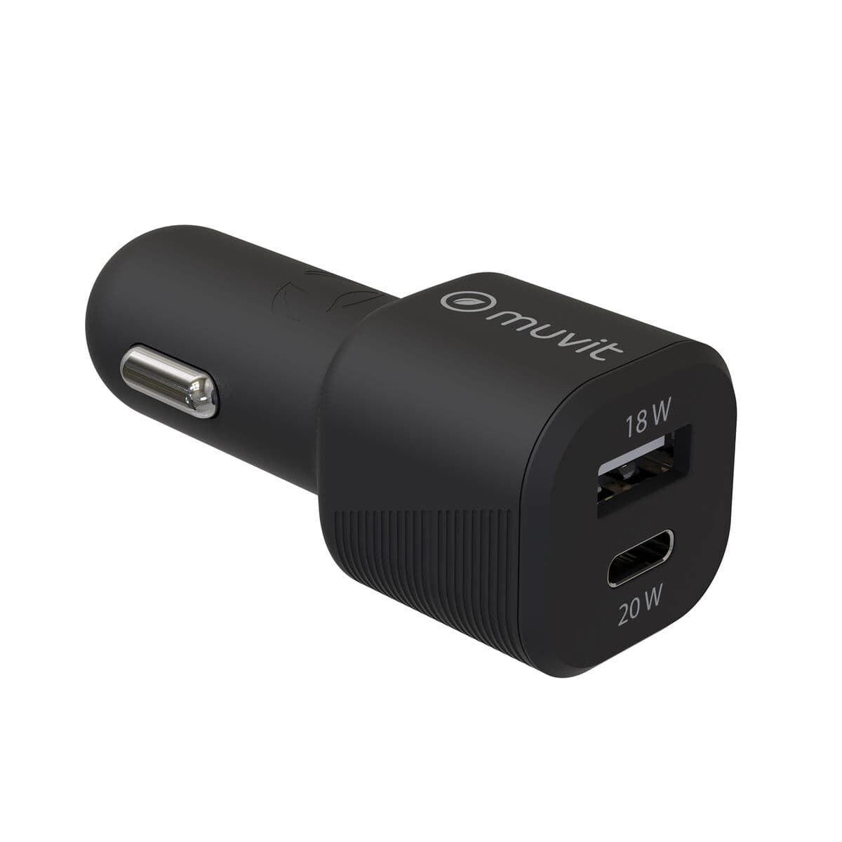 muvit for change cargador coche 1 USB QC 3.0 18W+1 Tipo C PD 20W negro - Image 3