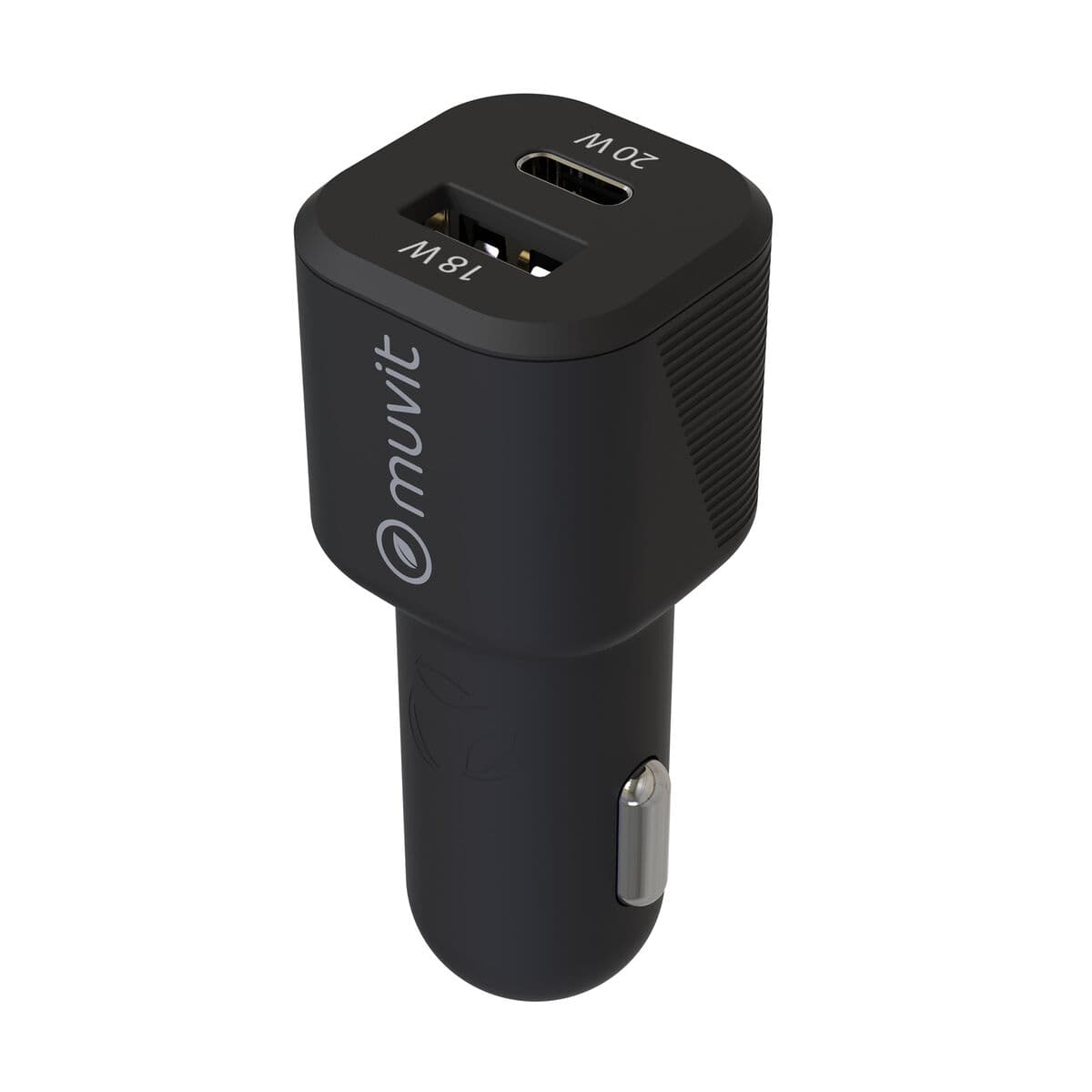 muvit for change cargador coche 1 USB QC 3.0 18W+1 Tipo C PD 20W negro - Image 5