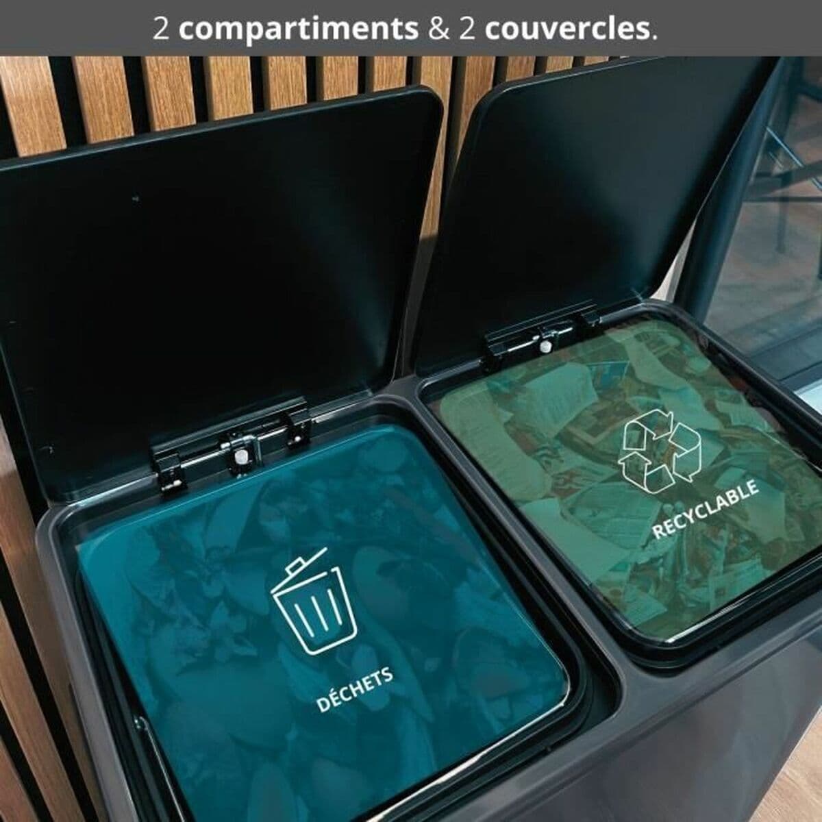 Cubo de basura Kitchen Move Gris Acero Inoxidable 60 L - Image 2