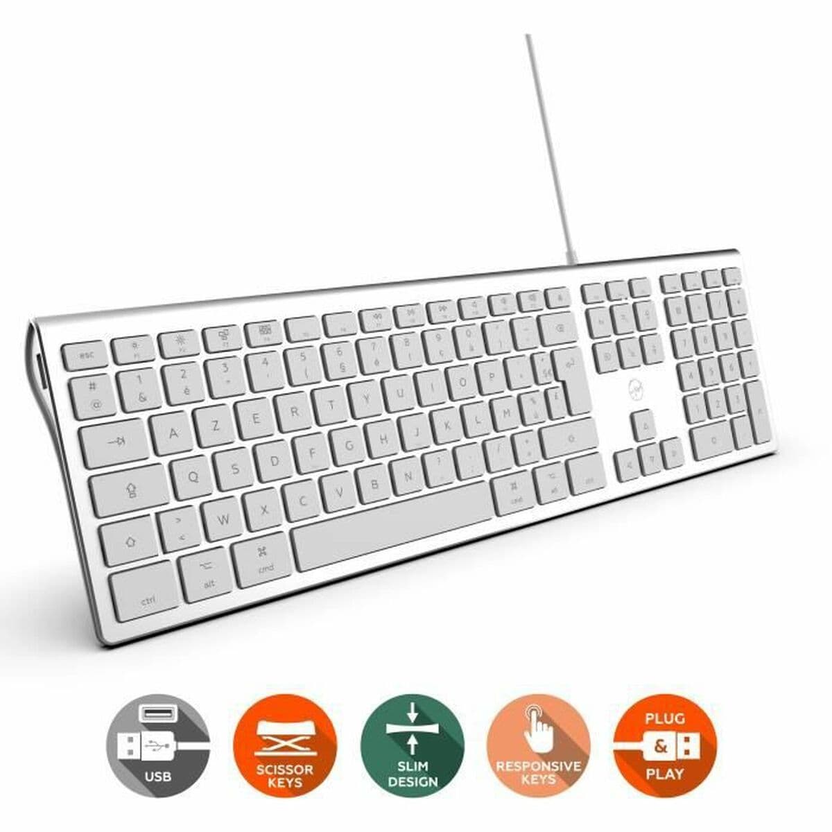 Teclado Mobility Lab Blanco Plateado Mac OS AZERTY - Image 3
