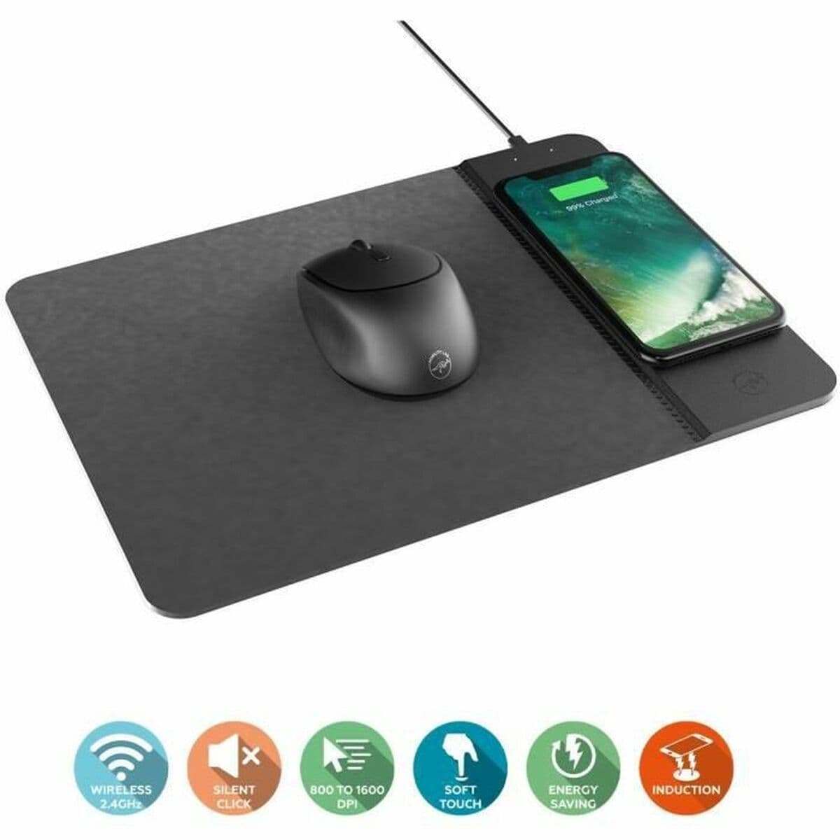 Souris avec Coussin de Chargement sans Fil Mobility Lab ML305332 Noir - Image 2