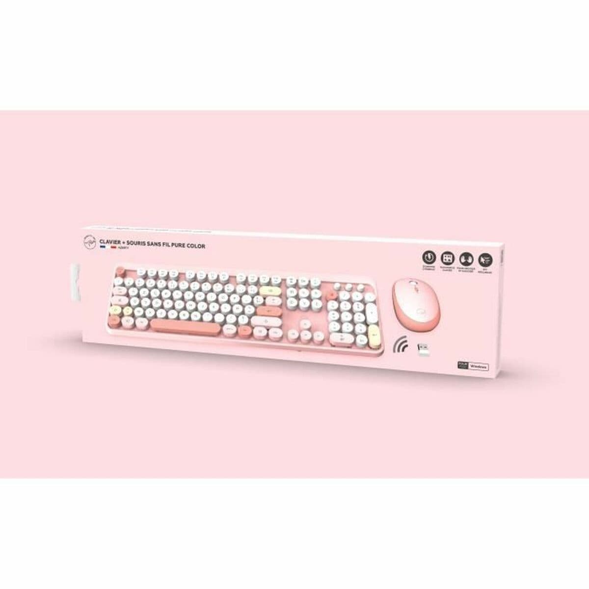 Klaviatuur ja Hiir Mobility Lab Pure Color Rose Azerty Prantsuse - Image 3