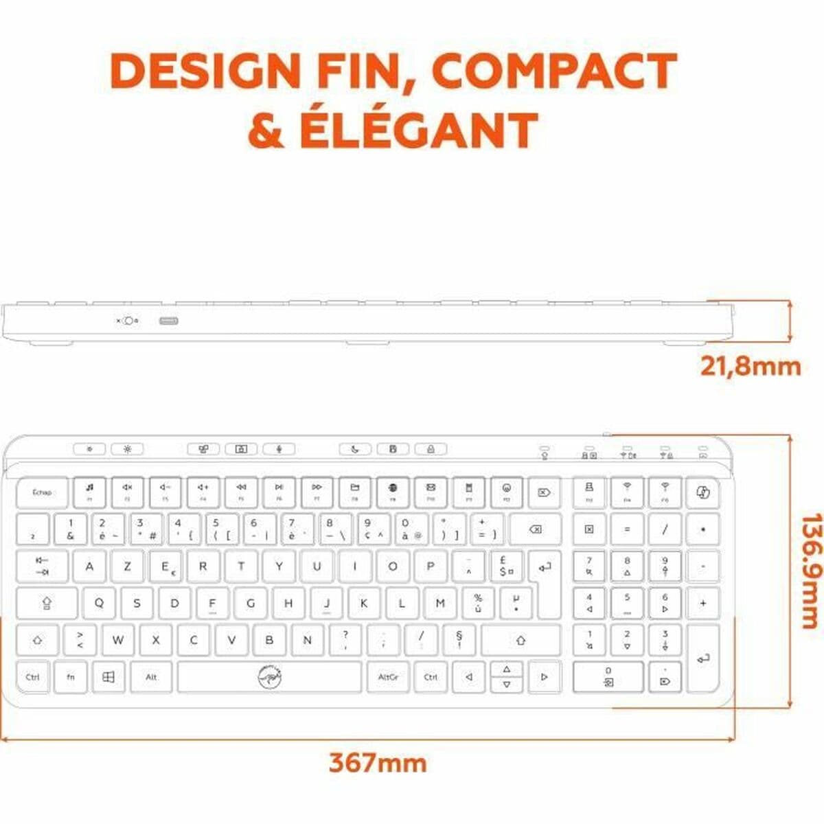Clavier Mobility Lab KP450W Compact Noir Gris - Image 7