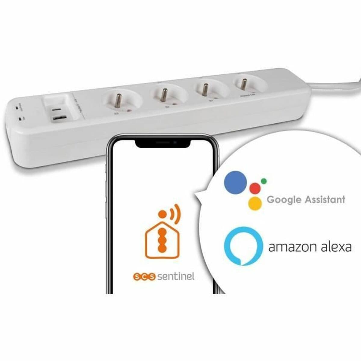 Rallonge 4 prises Schuko sans interrupteur SCS SENTINEL SmartPlug 240 V - Image 3