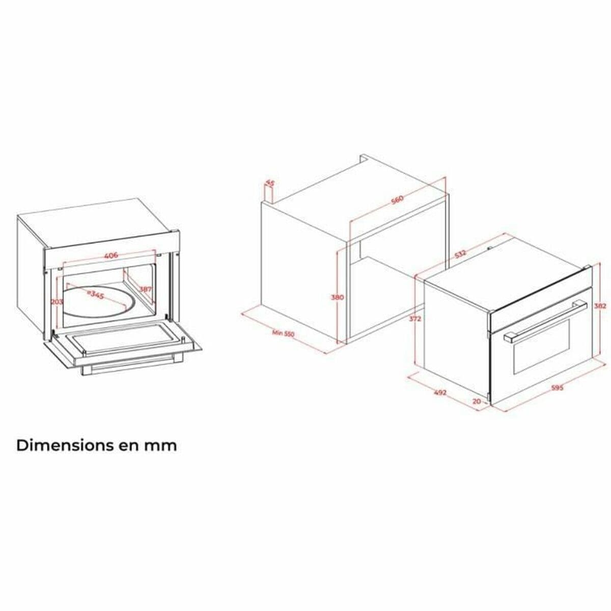 Microondas Integrable Continental Edison CEMO34CEB3 Negro 1450 W 34 L - Image 5