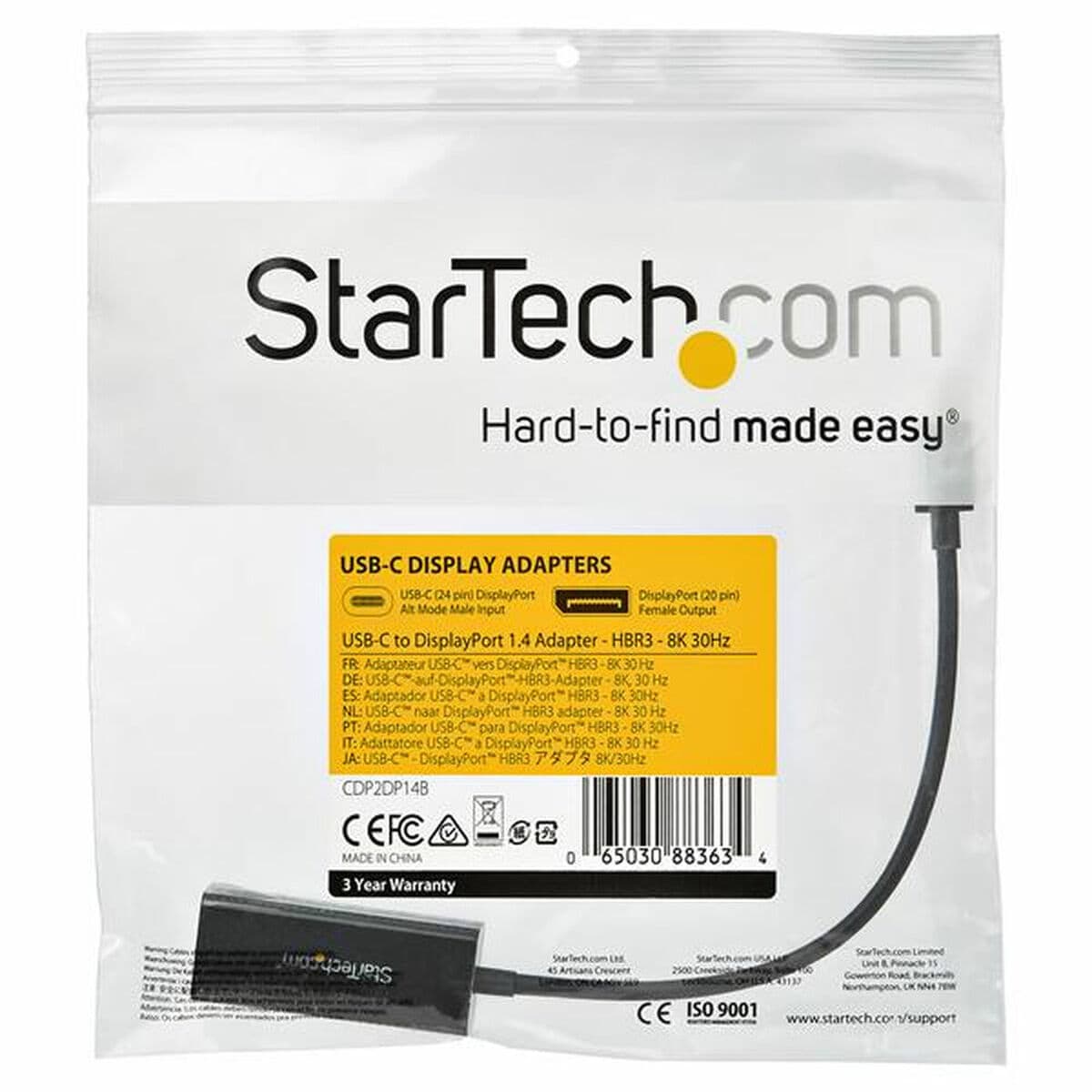 Adaptateur USB C vers DisplayPort Startech CDP2DP14B            Noir - Image 4