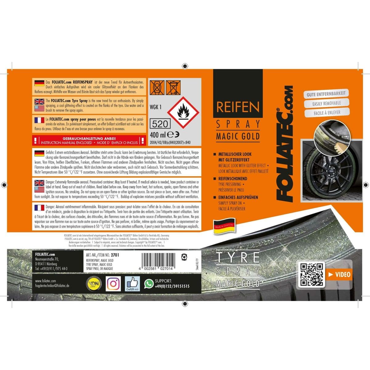 Boja u spreju Foliatec zlatan Kotača 400 ml - Image 6