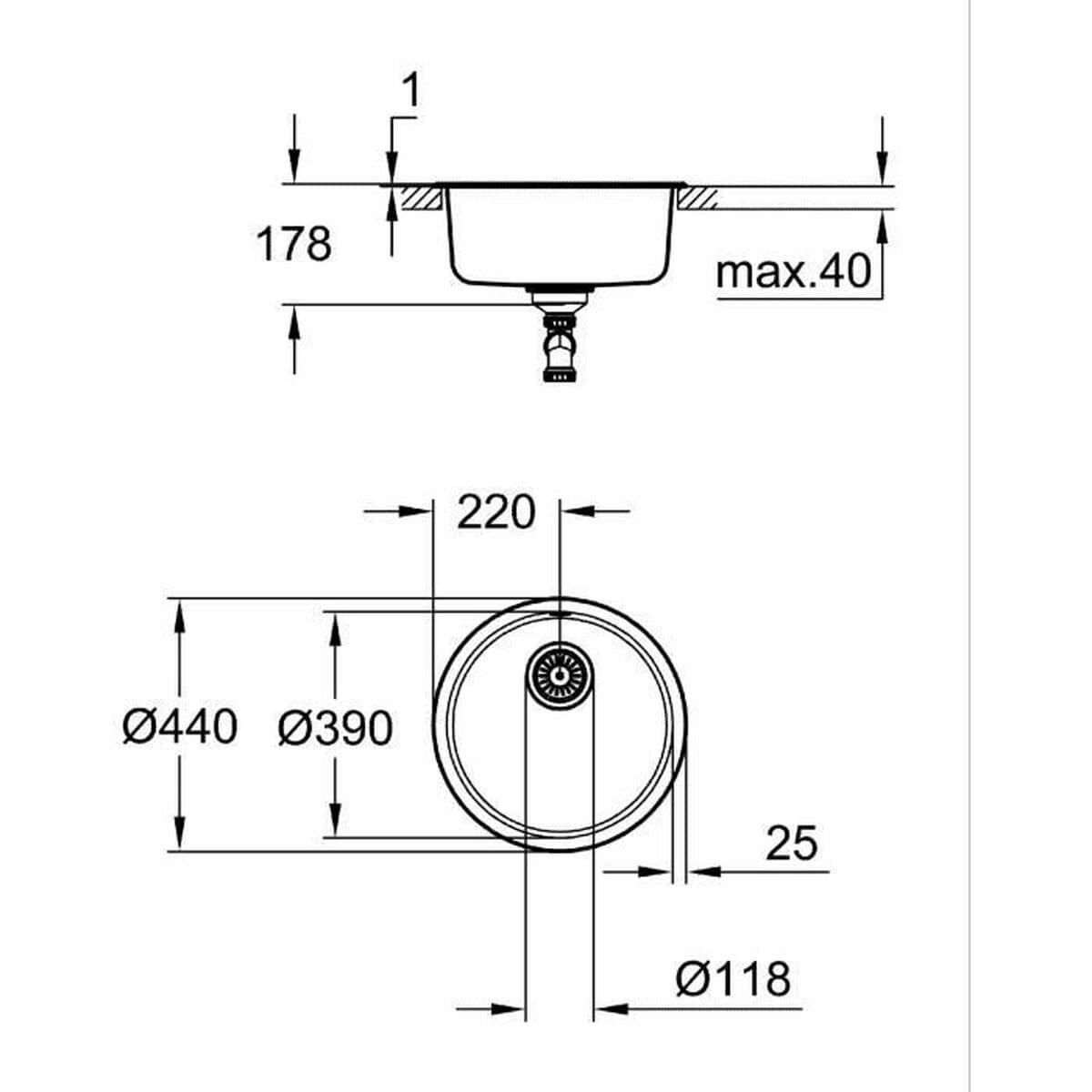 Kriauklė su viena plautuve Grohe K200 Pilka - Image 4