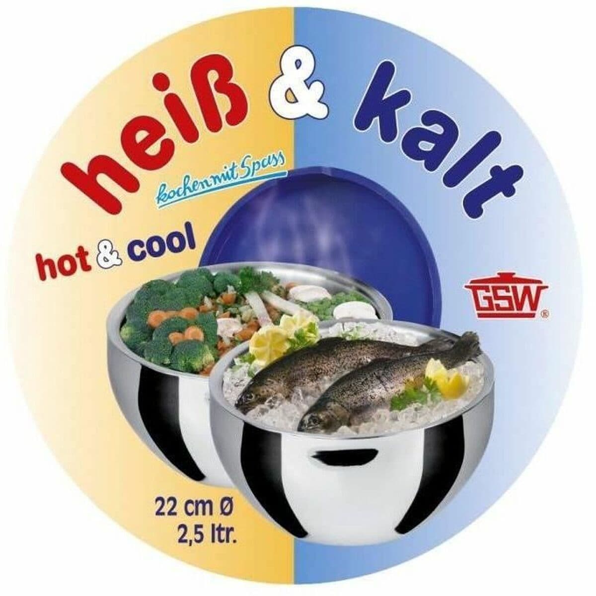 Salladsskål GSW GSW 30 cm 5,5 L Silvrig Rostfritt stål Termisk - Image 4